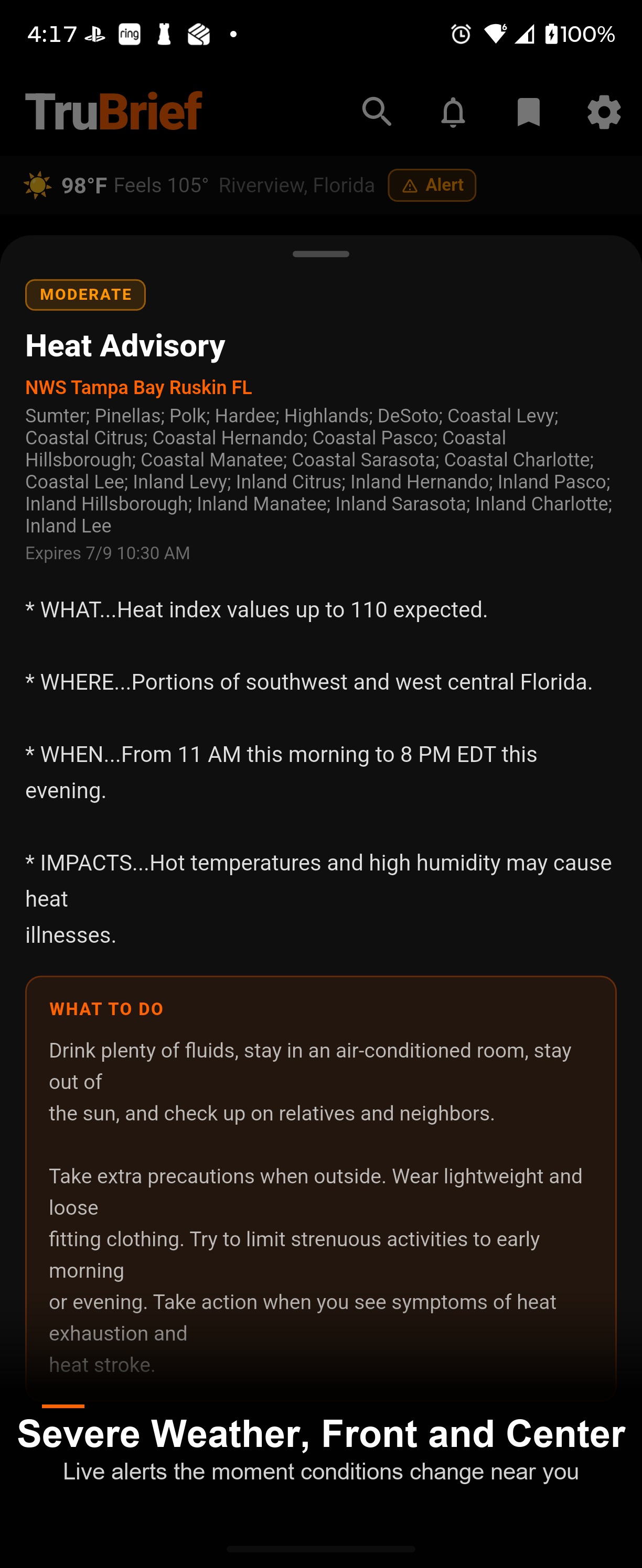 TruBrief Weather Advisories