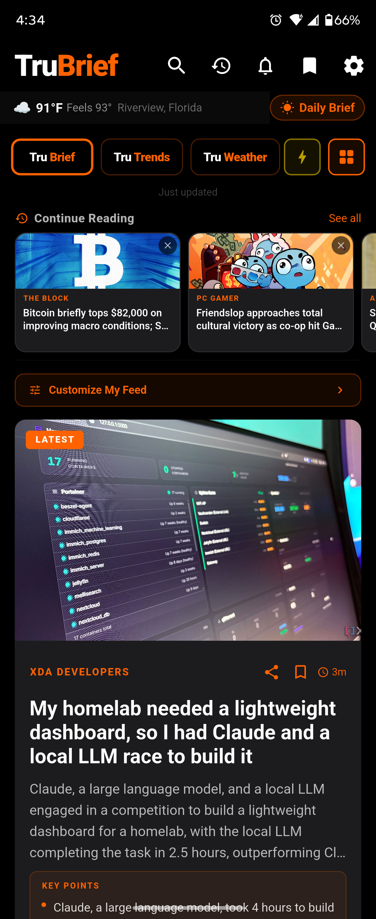 TruBrief Home Feed